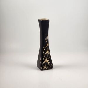 Small Etched Black Vase Floral Leaf
